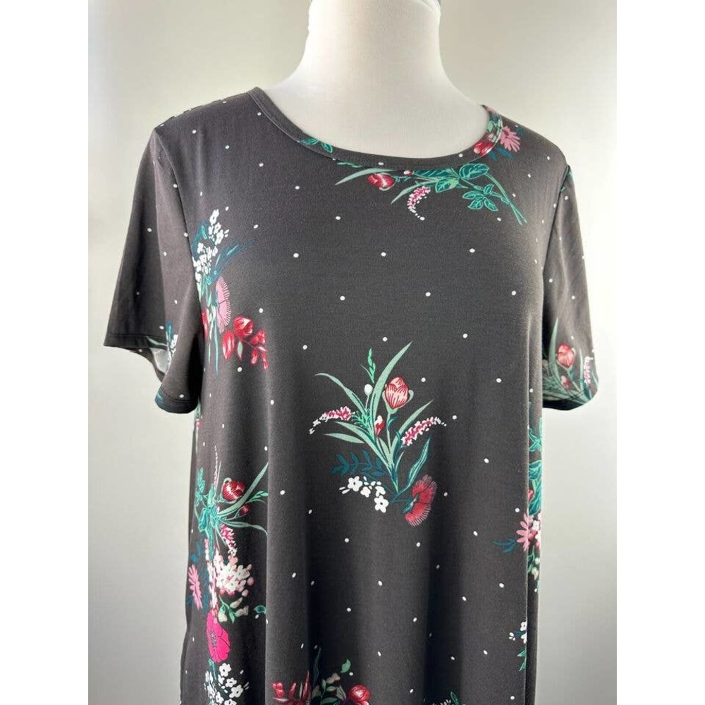 Lularoe Jessie Dress Pockets Scoop Neck Dot Floral Short Sleeve Plus Size 3XL - Picture 2 of 3